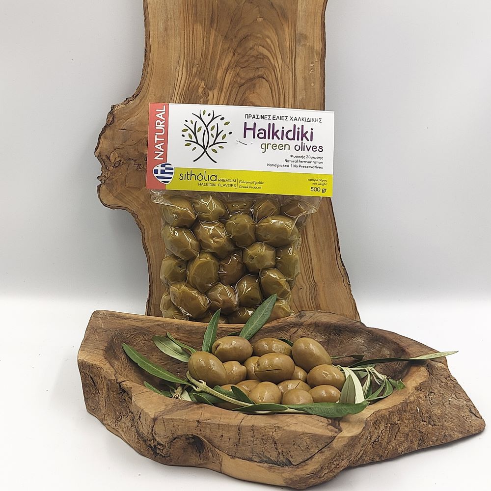 Halkidiki green olives Sitholia Premium flavors 500gr